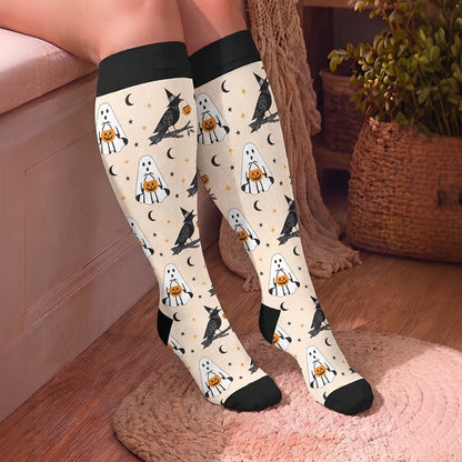 Plus Size Ghost Witch Black Cat Compression Socks - image 3