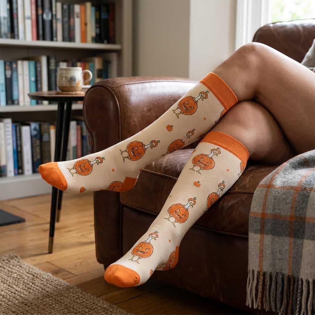 Plus Size Pumpkin Witch Compression Socks - image 3