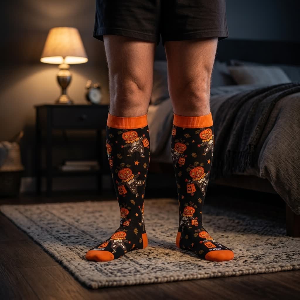 Plus Size Skull Pumpkin Bunny Compression Socks - image 2