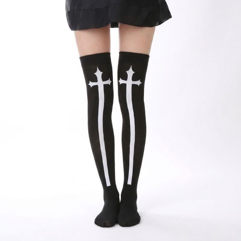 Halloween Skeleton Fun Over Knee Thigh Socks (3 Pairs) - B - EU36-43 (US3-9) - image 2