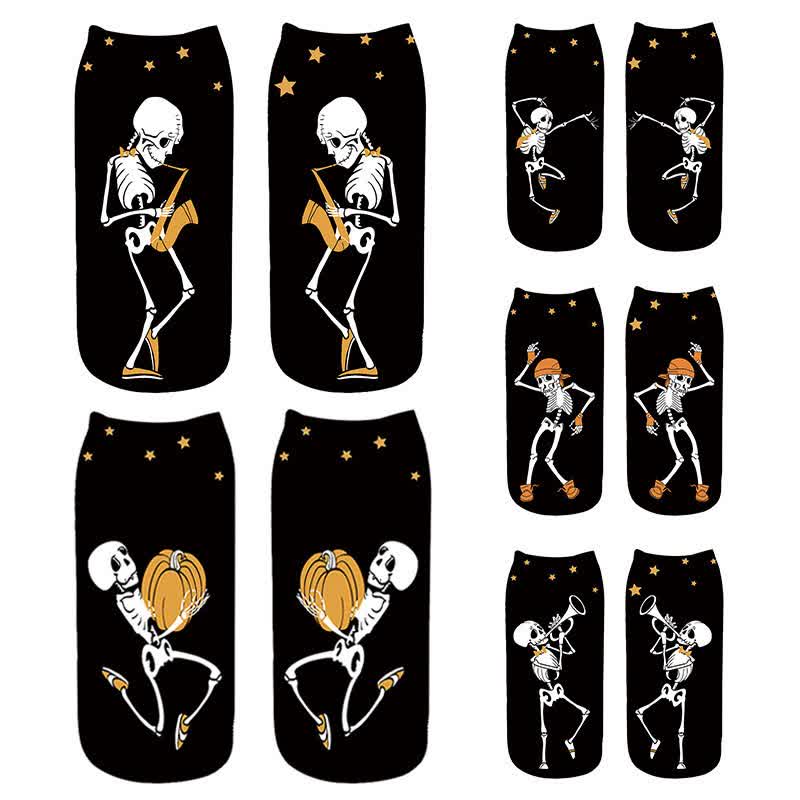 Halloween Skeleton Playing Saxophone Ankle Socks (5 Pairs) - Multicolor - EU36-43 (US3-9) - image 0
