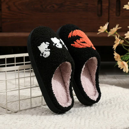 Halloween Ghost And Pumpkin Plush Slippers - Black - EU44-45(US10-11) - image 0
