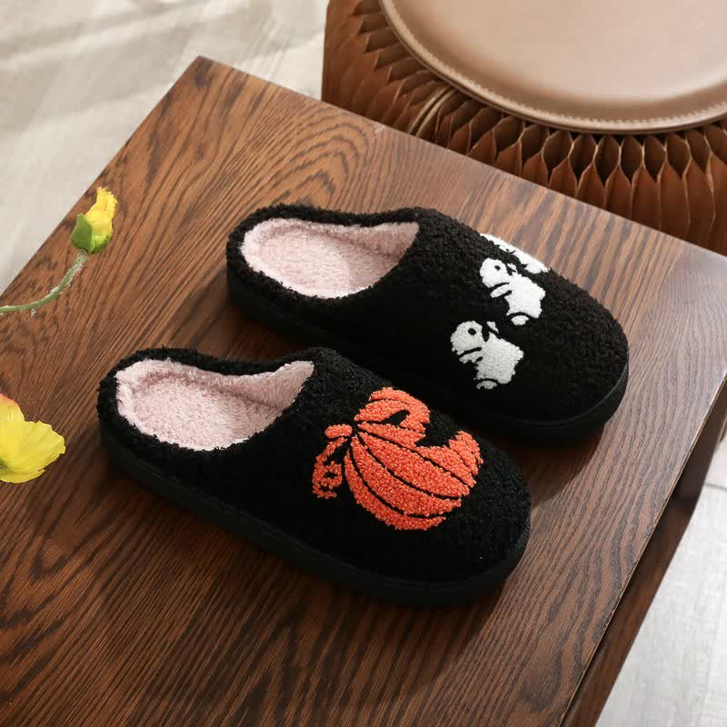Halloween Ghost And Pumpkin Plush Slippers - image 3