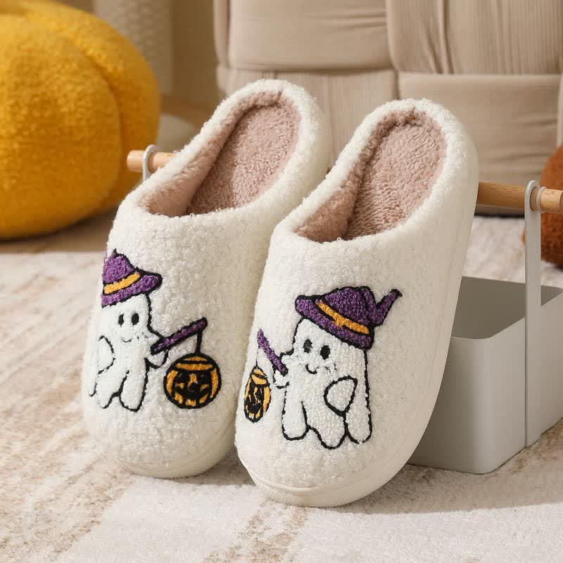 Halloween Witch Ghost Lantern Plush House Slippers - E - EU44-45(US10-11) - image 5