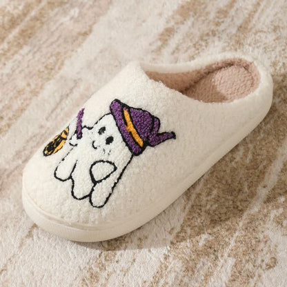 Halloween Witch Ghost Lantern Plush House Slippers - image 7
