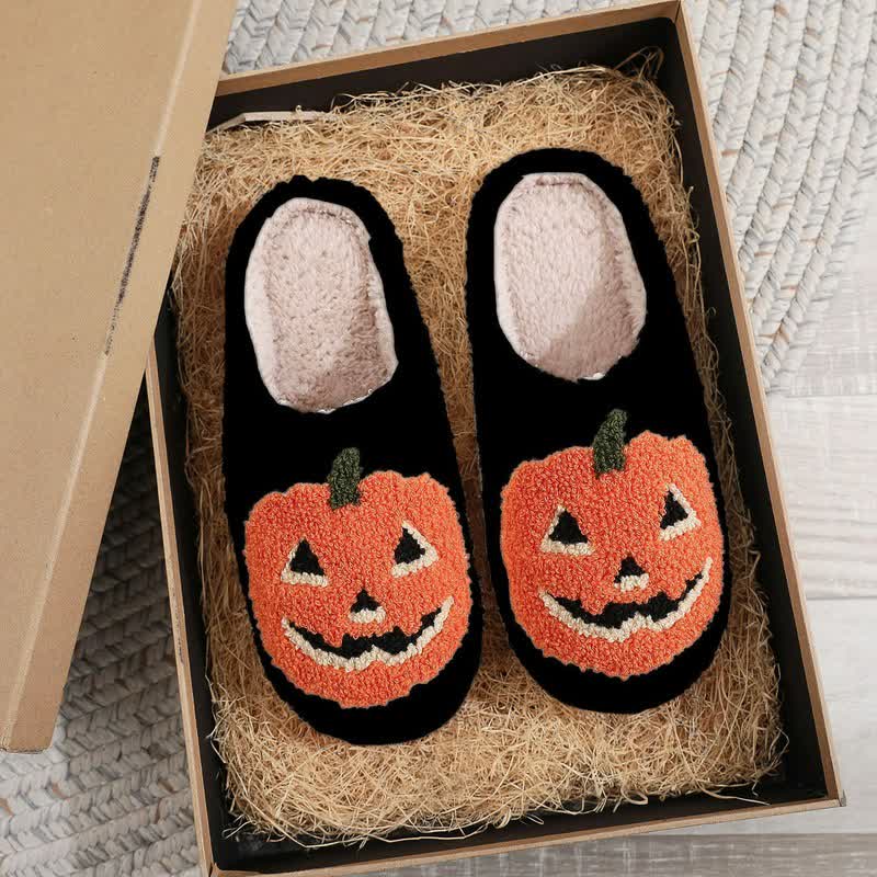 Halloween Pumpkin Plush House Slippers - B - EU44-45(US10-11) - image 1