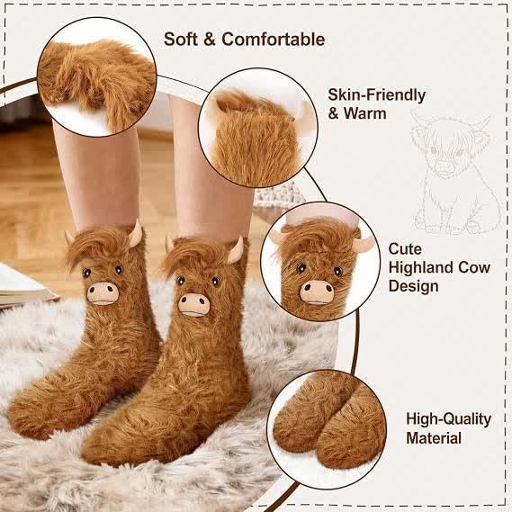 Cozy Highland Cow Slipper Socks - image 6