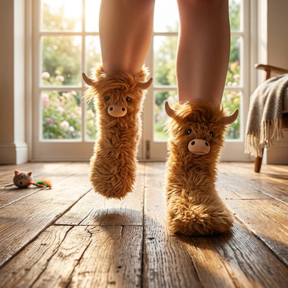 Cozy Highland Cow Slipper Socks - image 1