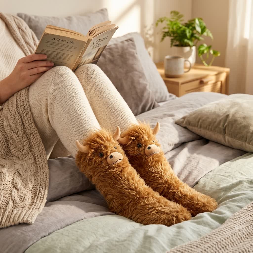 Cozy Highland Cow Slipper Socks - image 3