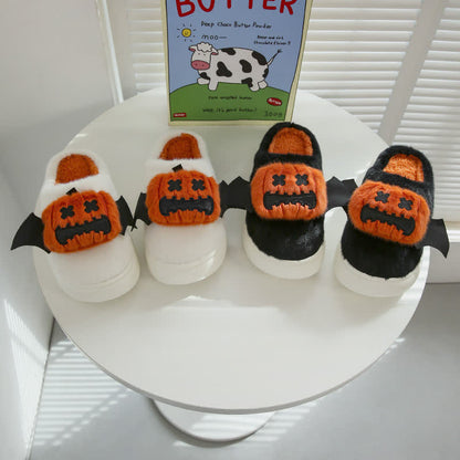 Halloween Bat Wing Pumpkin Fuzzy Slippers - image 2
