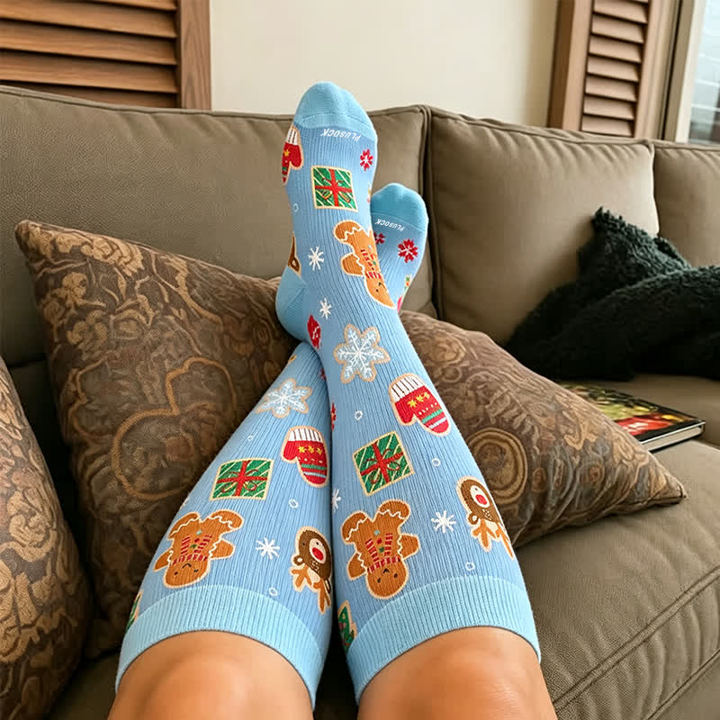 Plus Size Christmas Candy Cane Compression Socks - image 2