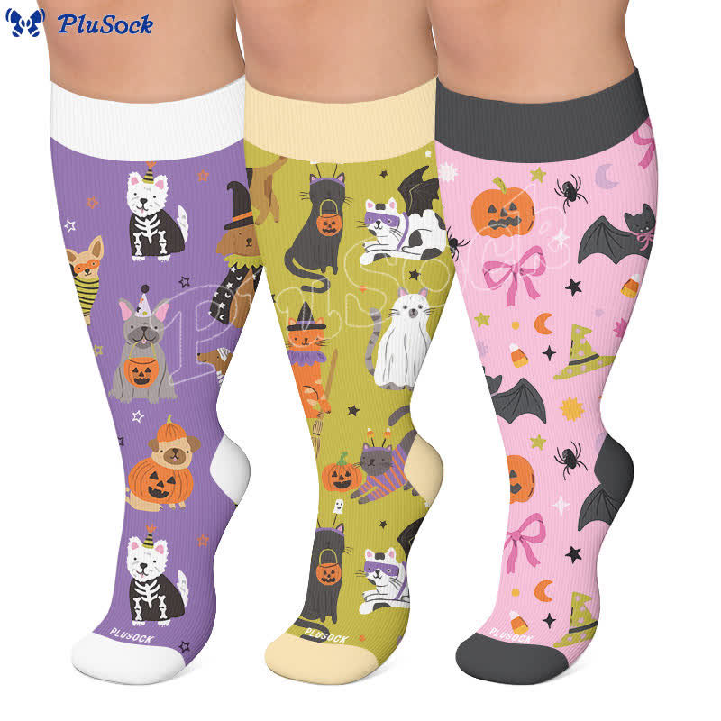 Plus Size Spooky Cats Compression Socks - image 0