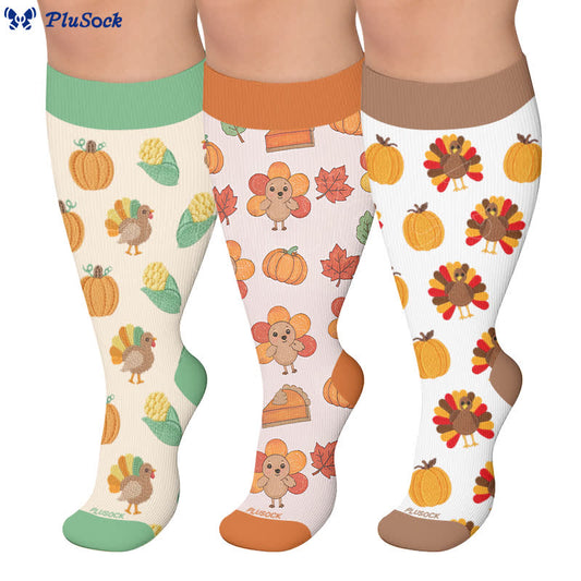 Plus Size Thanksgiving Print Compression Socks - image 0