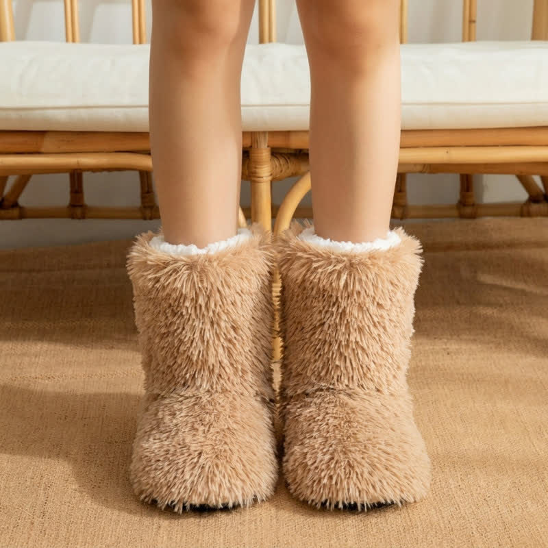 Khaki Fluffy Shaggy Plush Slipper Socks - Khaki - EU43-44(US9-10) - image 0