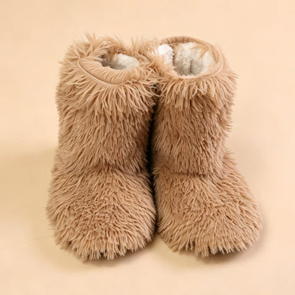 Khaki Fluffy Shaggy Plush Slipper Socks - image 1