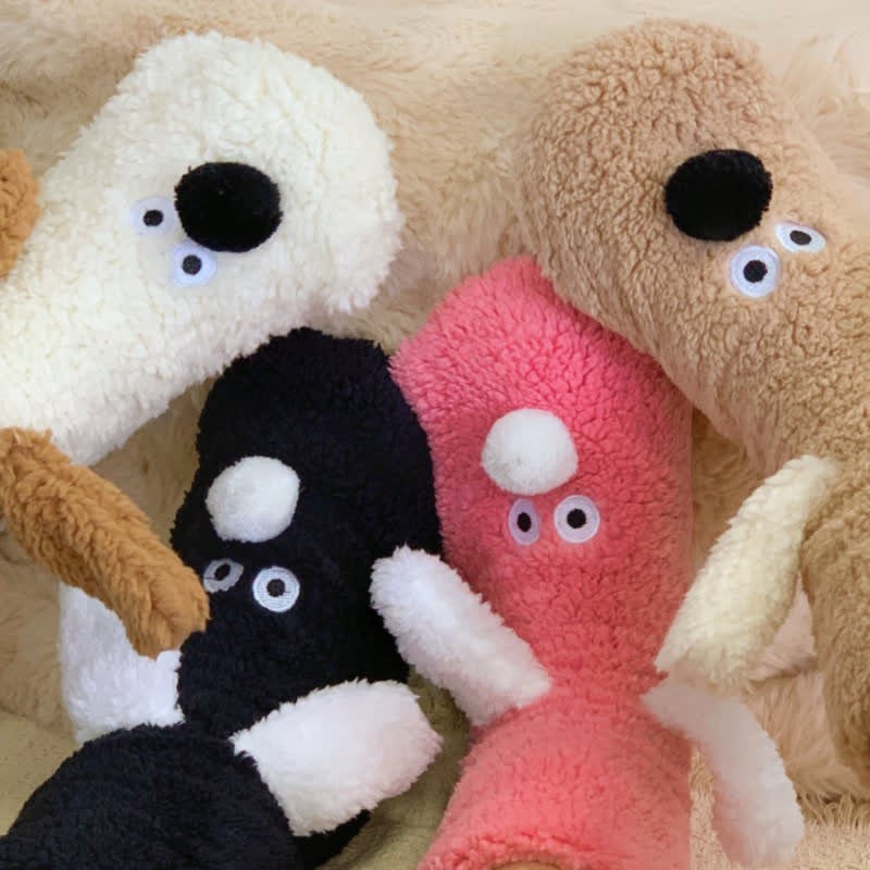 Khaki Googly-Eye Puppy Cartoon Slipper Socks - image 2