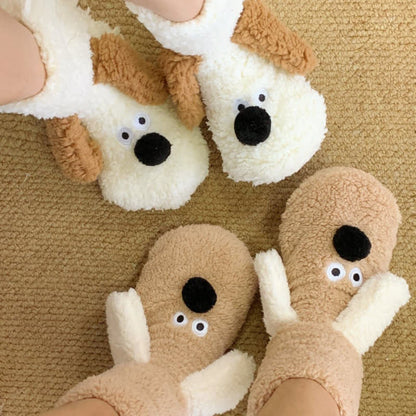 Khaki Googly-Eye Puppy Cartoon Slipper Socks - image 3