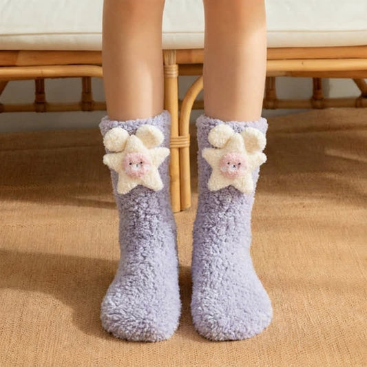 Pink Blue Star Bear Accent Slipper Socks - Purple - EU36-42(US3-8.5) - image 0