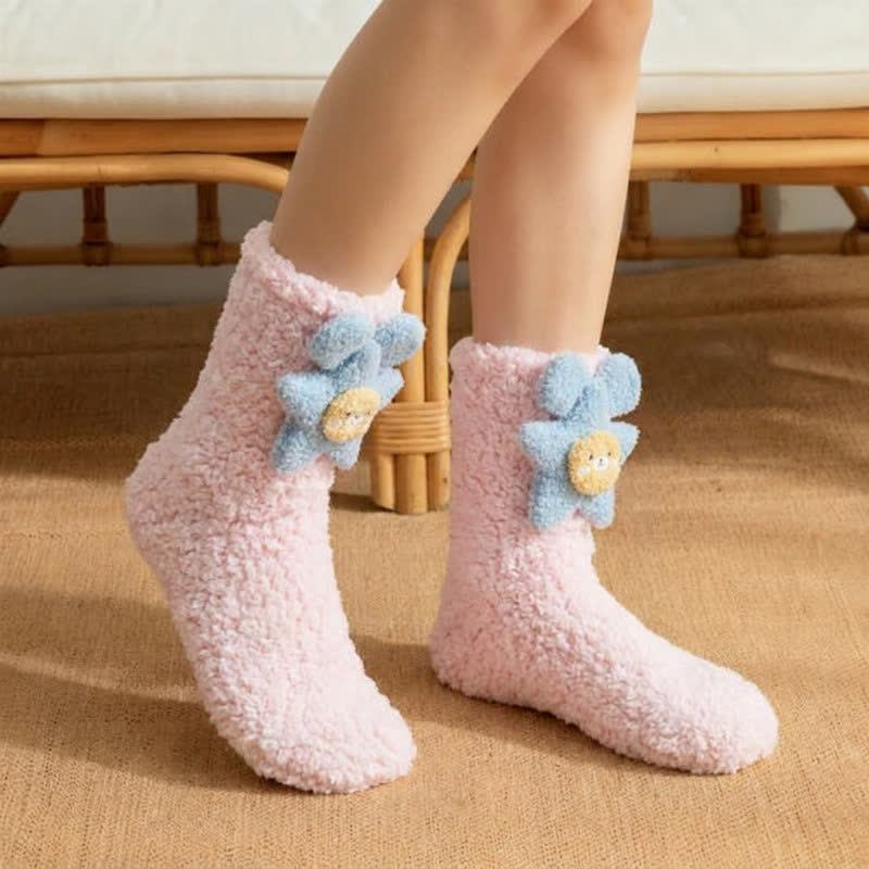 Pink Blue Star Bear Accent Slipper Socks - Pink - EU36-42(US3-8.5) - image 1