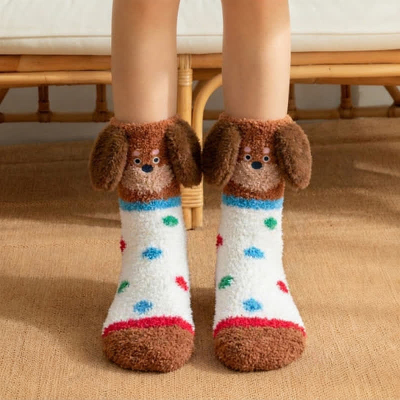 Striped Puppy Ear Quarter Socks(3 Pairs) - White - EU36-42(US3-8.5) - image 4
