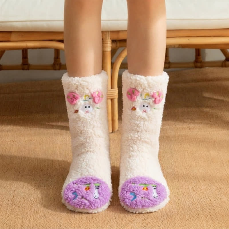 Hot Pink Crown Cartoon Graphic Slipper Socks - Purple - EU36-42(US3-8.5) - image 0