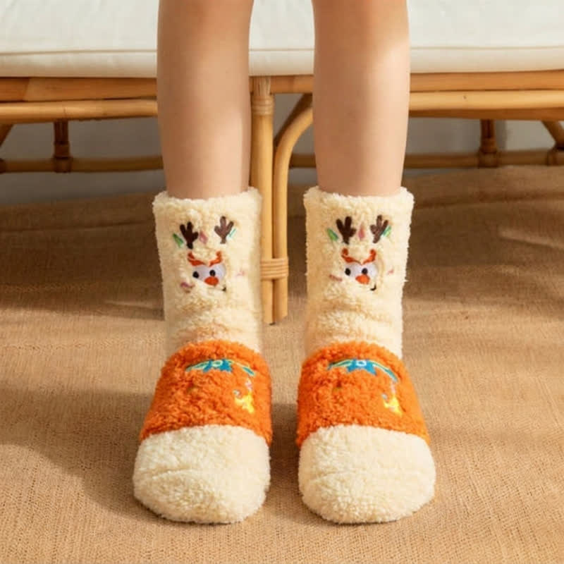 Hot Pink Crown Cartoon Graphic Slipper Socks - Beige - EU36-42(US3-8.5) - image 5