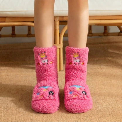 Hot Pink Crown Cartoon Graphic Slipper Socks - Pink - EU36-42(US3-8.5) - image 3