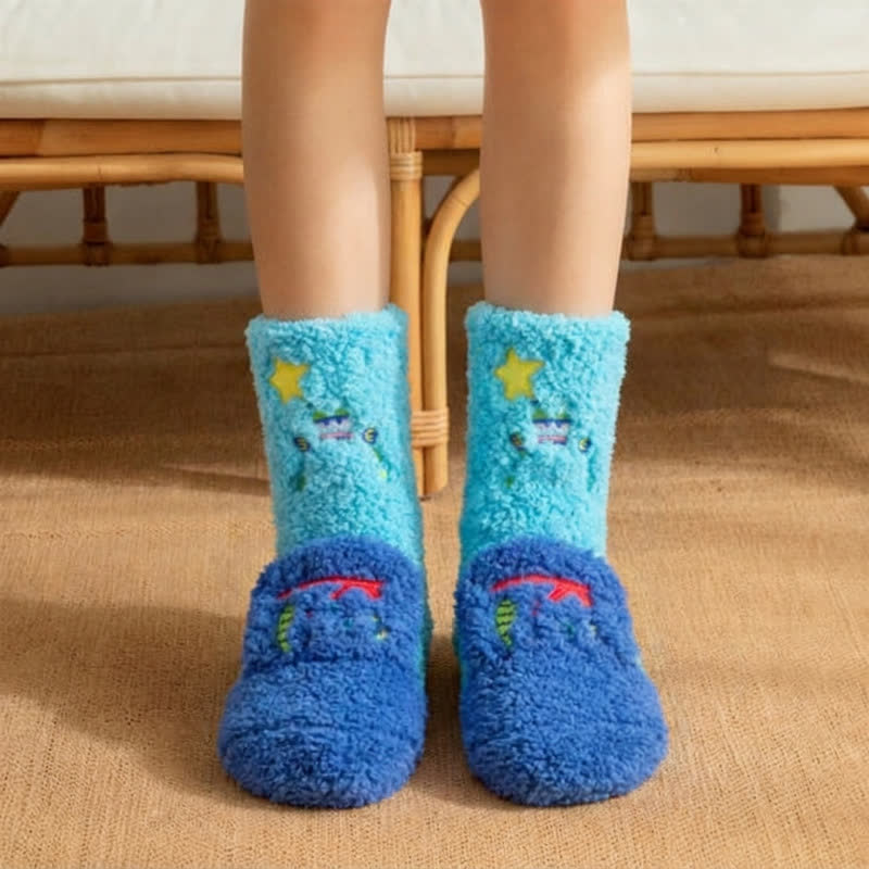 Hot Pink Crown Cartoon Graphic Slipper Socks - Blue - EU36-42(US3-8.5) - image 2