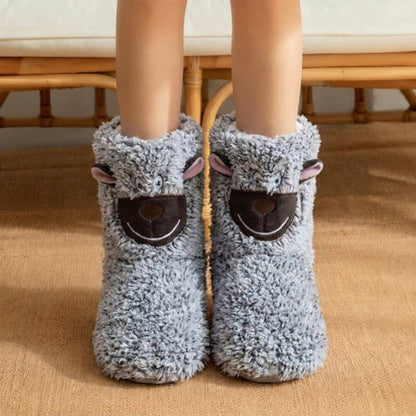 Grey Fluffy Sheep Cartoon Slipper Socks - Grey - EU36-40(US3-7) - image 0