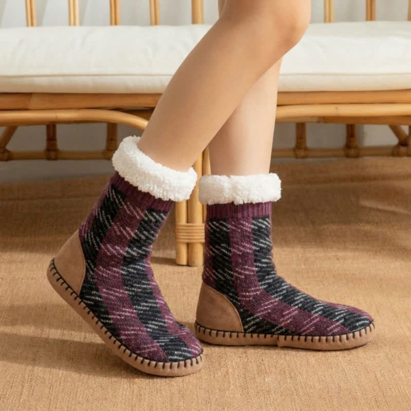 Blue Grey Puppy Face Knit Slipper Socks - image 1