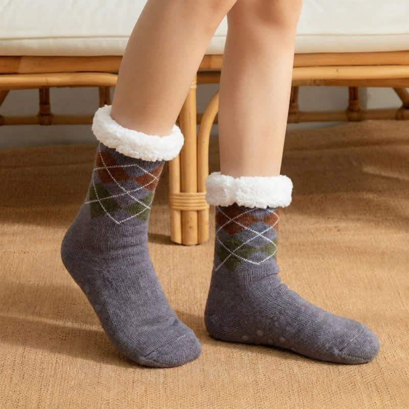 Blue Grey Puppy Face Knit Slipper Socks - image 4