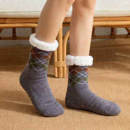 Blue Grey Puppy Face Knit Slipper Socks - image 4