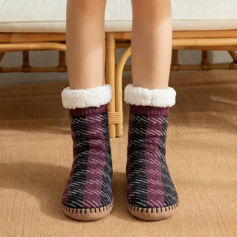 Blue Grey Puppy Face Knit Slipper Socks - Red - EU36-40(US3-7) - image 0