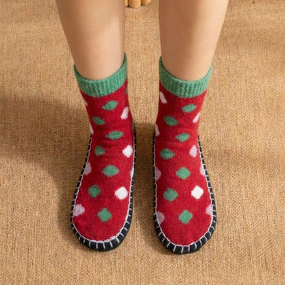 Green Polka Dot Anti-Slip House Slipper Socks - image 8