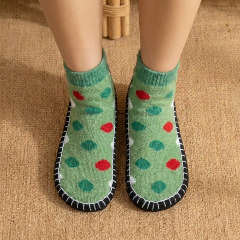 Green Polka Dot Anti-Slip House Slipper Socks - image 2