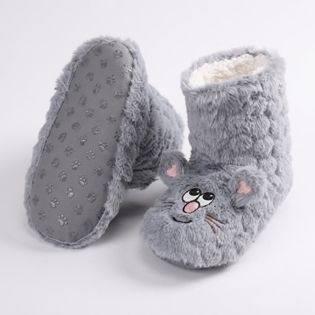Pink Cartoon Cat Face Fuzzy Slipper Socks - image 9