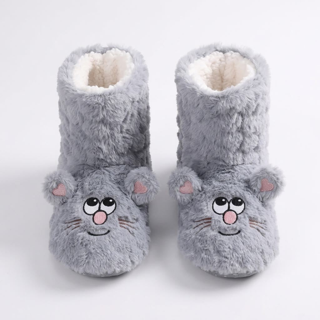 Pink Cartoon Cat Face Fuzzy Slipper Socks - image 7