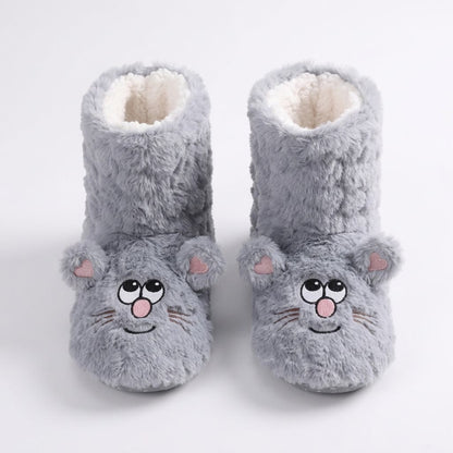 Pink Cartoon Cat Face Fuzzy Slipper Socks - image 7