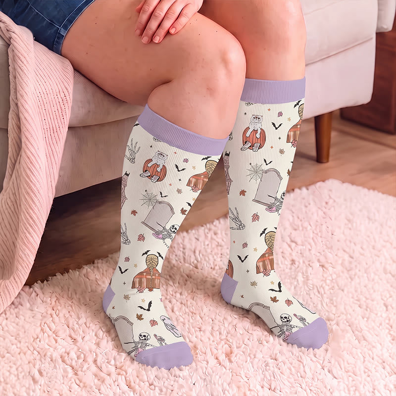 Plus Size Haunted House Ghost Compression Socks - image 2