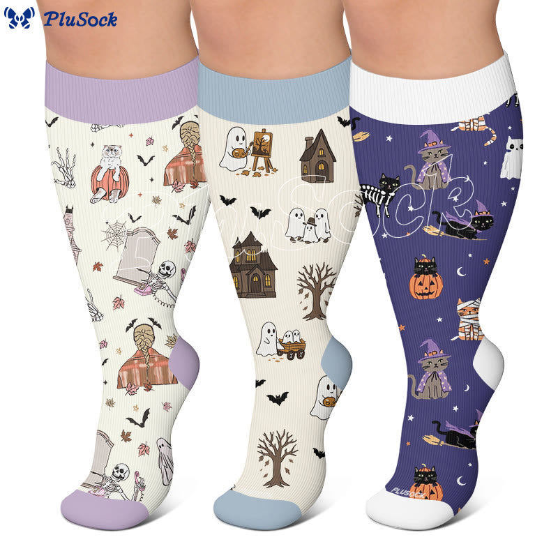 Plus Size Haunted House Ghost Compression Socks - image 0