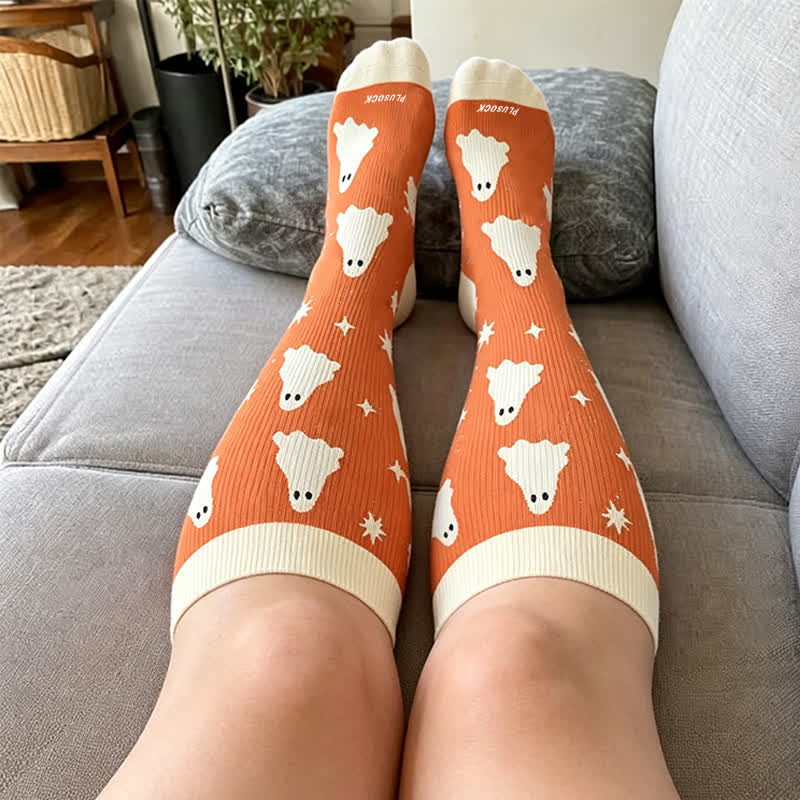 Plus Size Ghosts Pumpkins Campfire Compression Socks - image 1