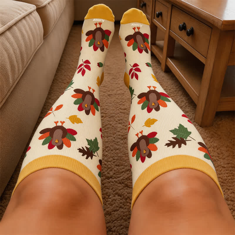 Plus Size Turkey Leaf Compression Socks - image 3