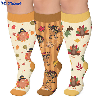 Plus Size Turkey Leaf Compression Socks - image 0