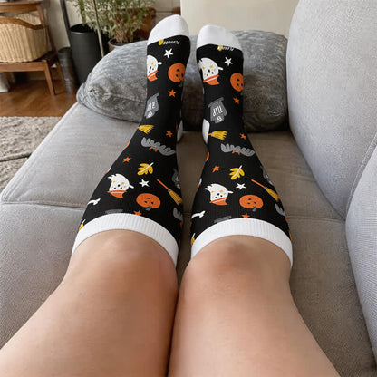 Plus Size Pumpkins Black Cats Compression Socks - image 2