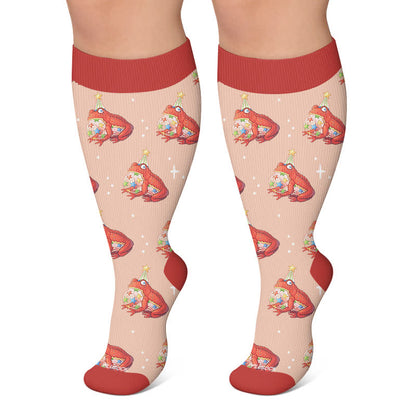 Plus Size Frog Star Compression Socks - Red - 4XL - image 4