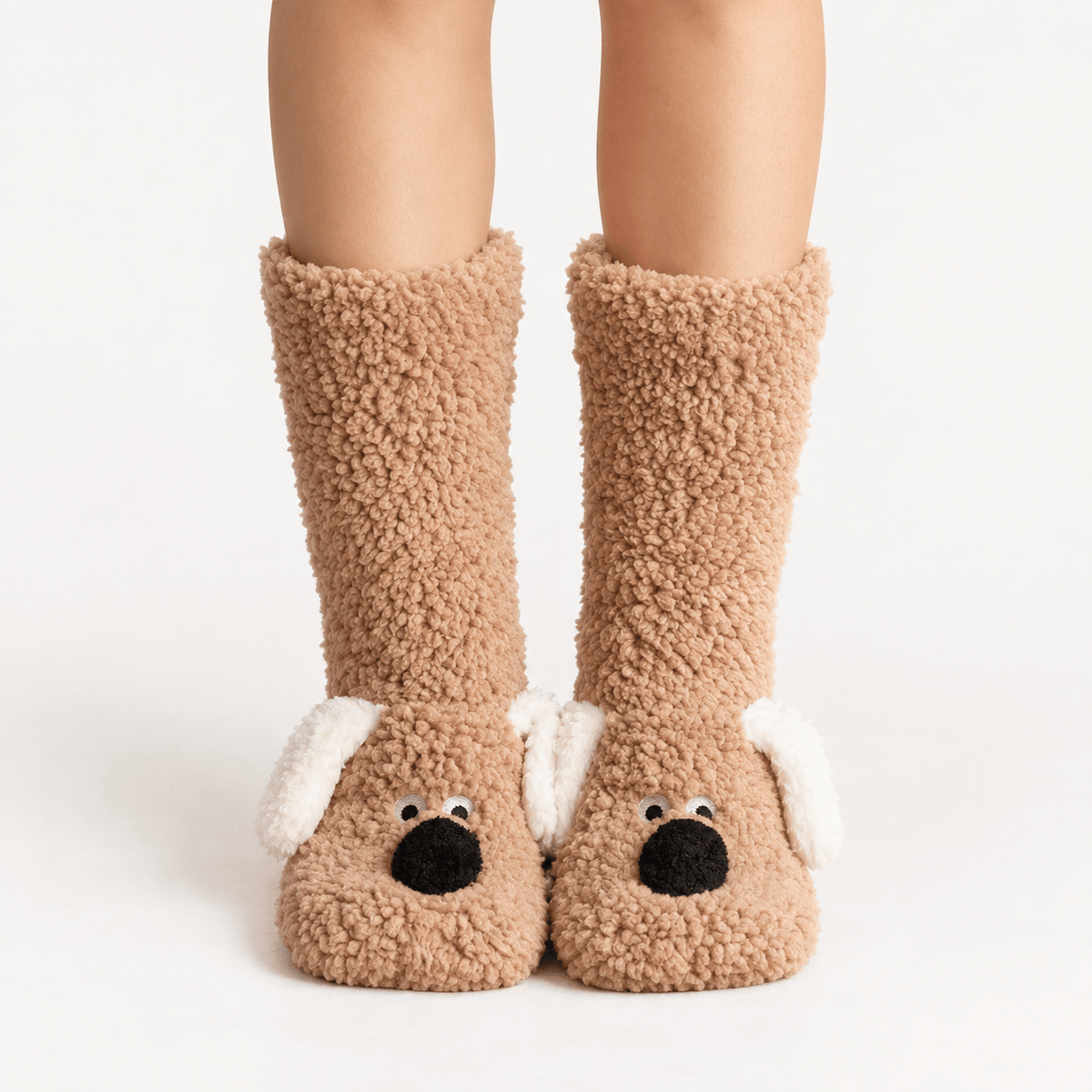 Cozy Puppy Sherpa Home Slipper Socks(2 Pairs) - Khaki - EU36-43(US3-9) - image 5