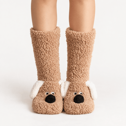 Cozy Puppy Sherpa Home Slipper Socks(2 Pairs) - Khaki - EU36-43(US3-9) - image 5