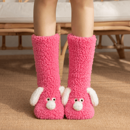 Cozy Puppy Sherpa Home Slipper Socks(2 Pairs) - Rose - EU36-43(US3-9) - image 6