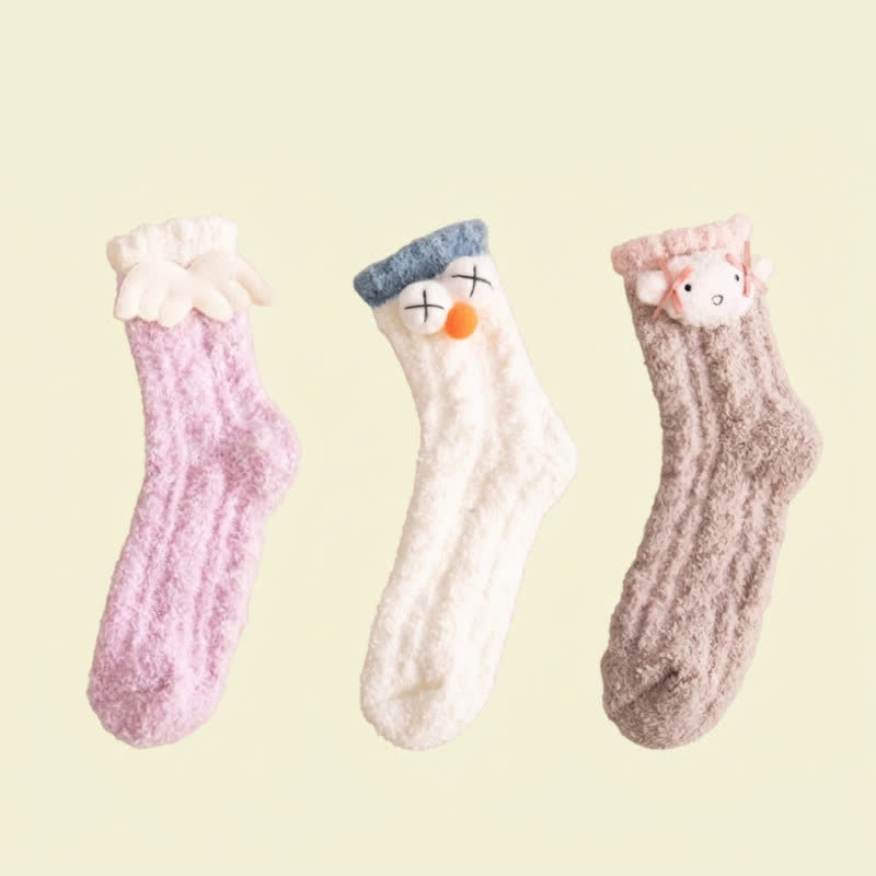Christmas Holiday 3D Cartoon Accent Quarter Socks (3 Pairs) - A+B+C - EU36-44(US3-10) - image 3