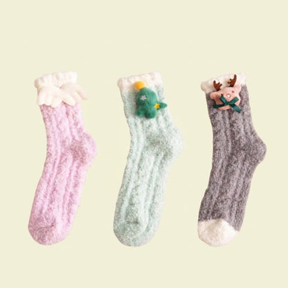 Christmas Holiday 3D Cartoon Accent Quarter Socks (3 Pairs) - A+E+F - EU36-44(US3-10) - image 6